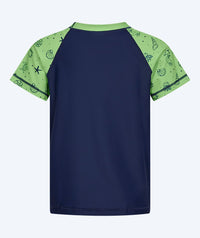 Watery UV-shirt for kids - Brandman Short Sleeve Rashguard - Green/blue
