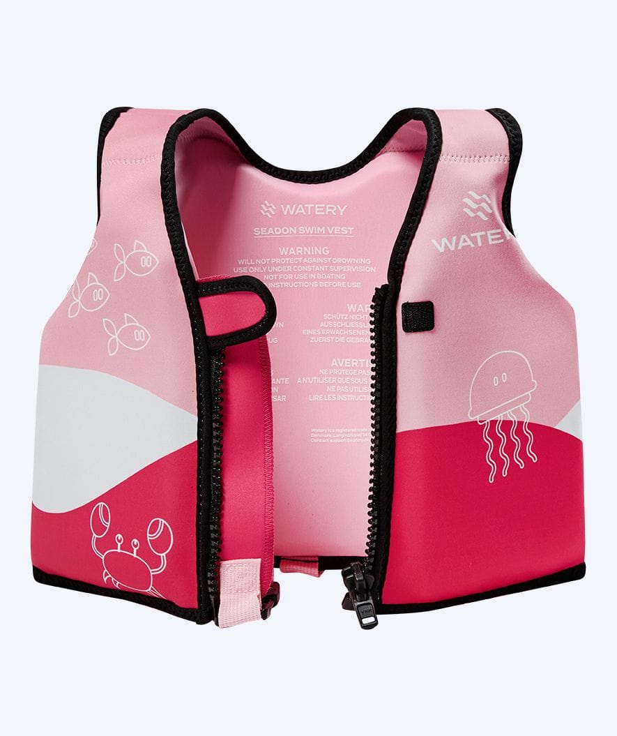 Watery swim vest for kids (1-6) - Seadon - Light pink (With harness)