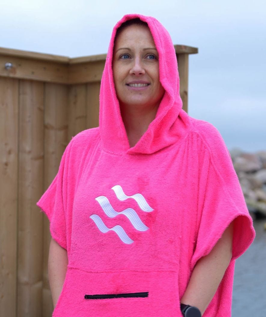 Watery bathing poncho for adults - Cotton - Purple