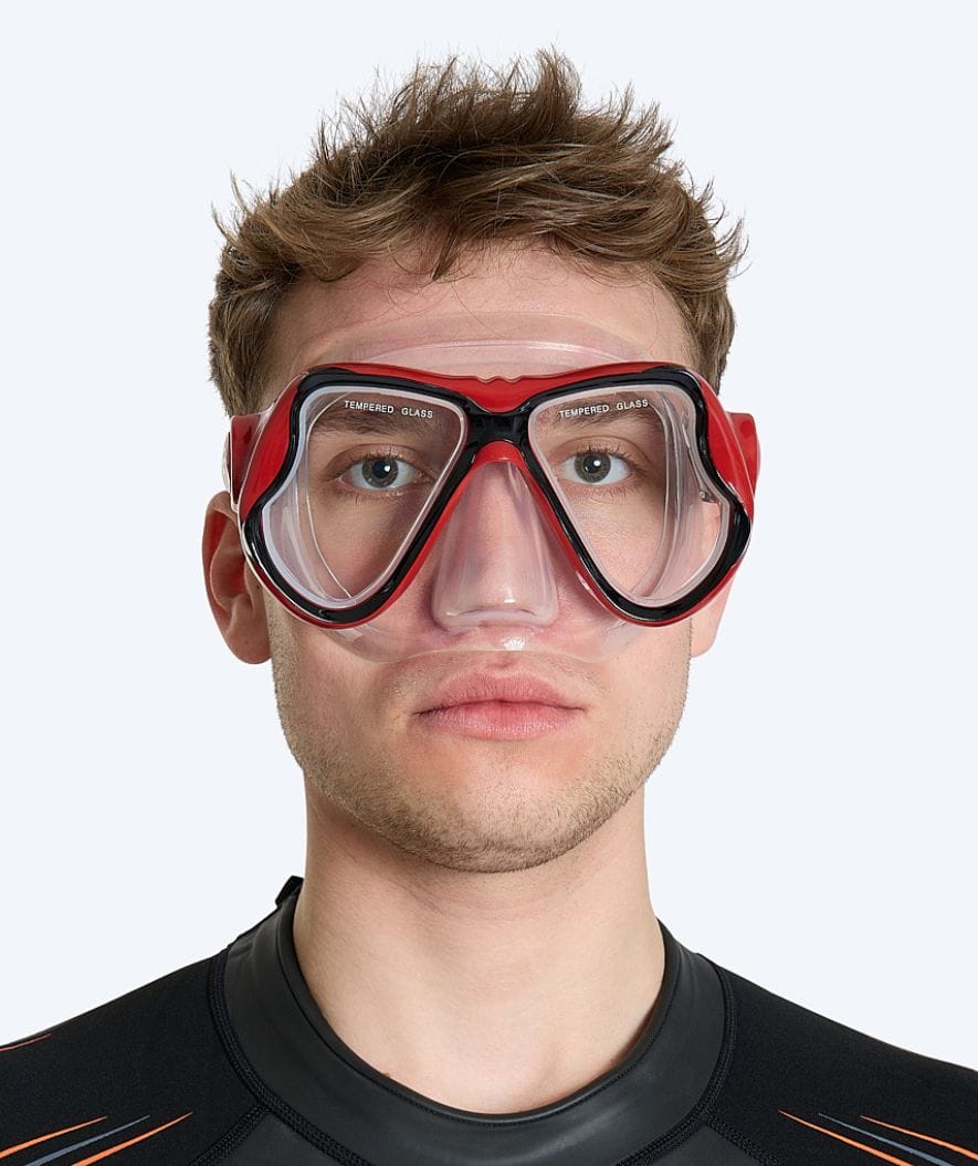 Watery diving mask for adults (from 12 years) - Hudson - Red/black