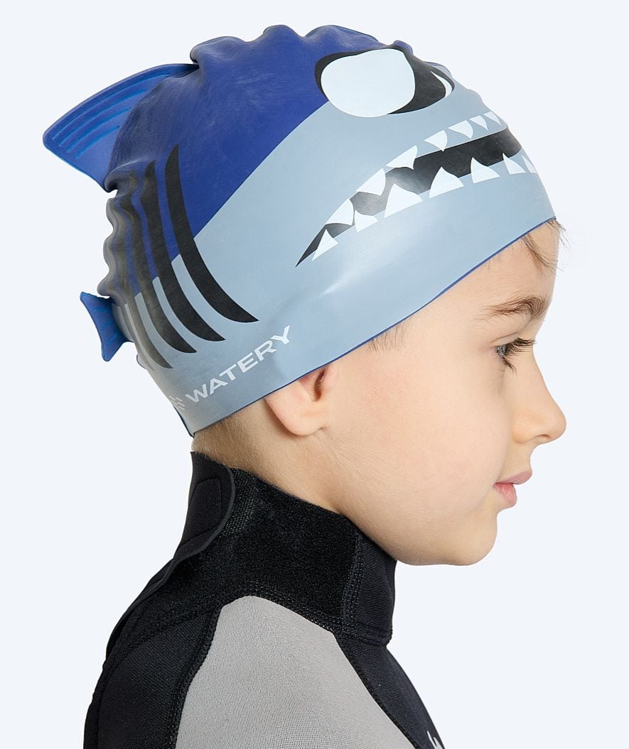 Watery swim cap for kids - Dashers - Shark (Blue/grey)