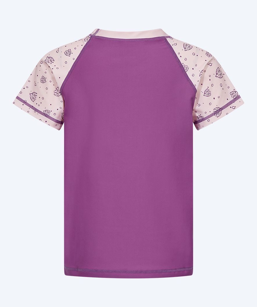Watery UV-shirt for kids - Brandman Short Sleeve Rashguard - Pink/purple
