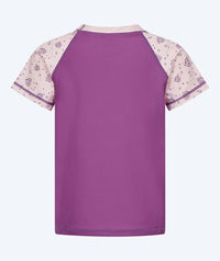 Watery UV shirt for kids - Brandman Short Sleeved Rashguard - Purple/pink