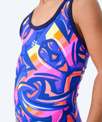 Watery swimsuit for girls - Rodney - Purple/orange