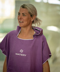Watery bathing poncho for adults - Microfiber - Purple