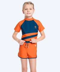 Watery UV-shirt for kids - Manami Short Sleeve Rashguard - Orange/blue