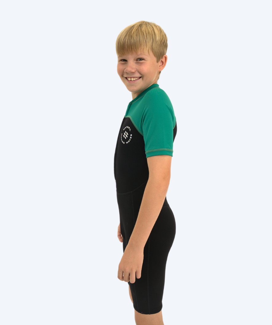 Watery UV wetsuit for kids - Calypso Shorty - Green/black