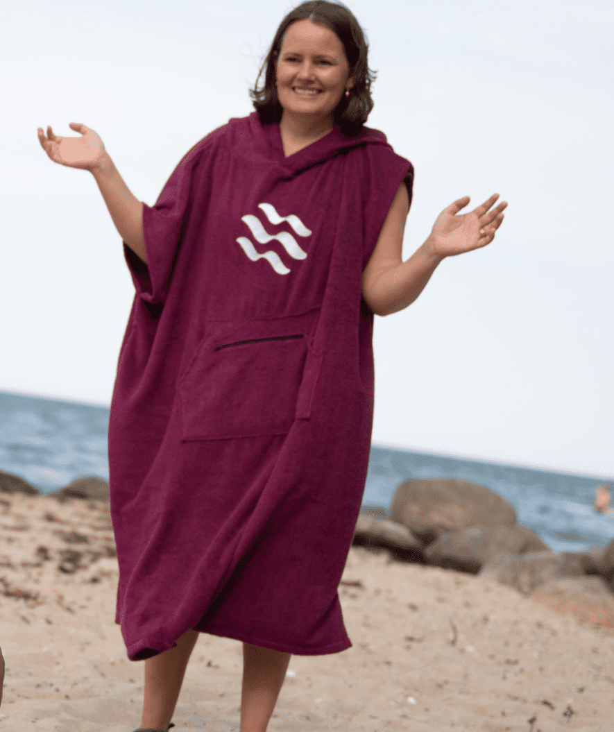 Watery bathing poncho for adults - Cotton - Purple