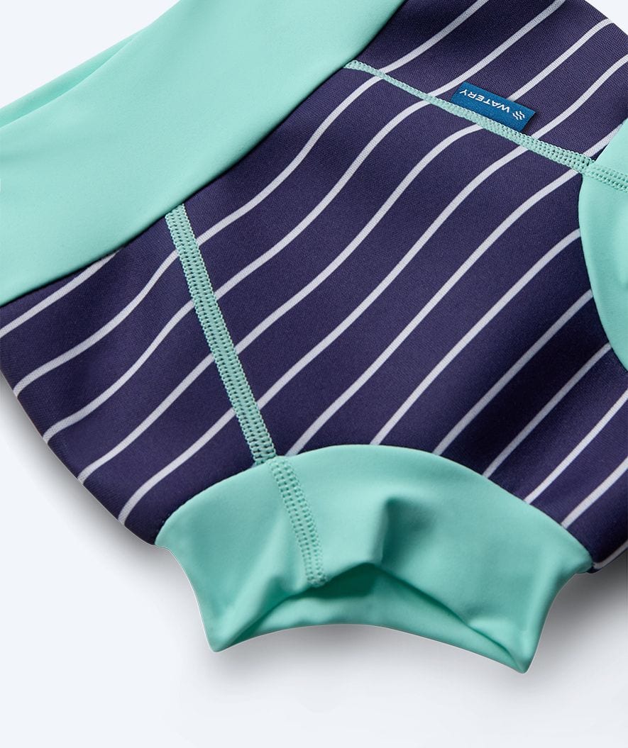 Watery swim nappies for kids - Neoprene Swim Nappy - Turquoise Stripes