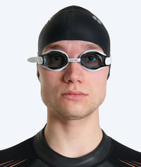 Watery nearsighted prescription swim goggles for adults - (-2.0) to (-5.0) - Naida - White (Smoke lens)