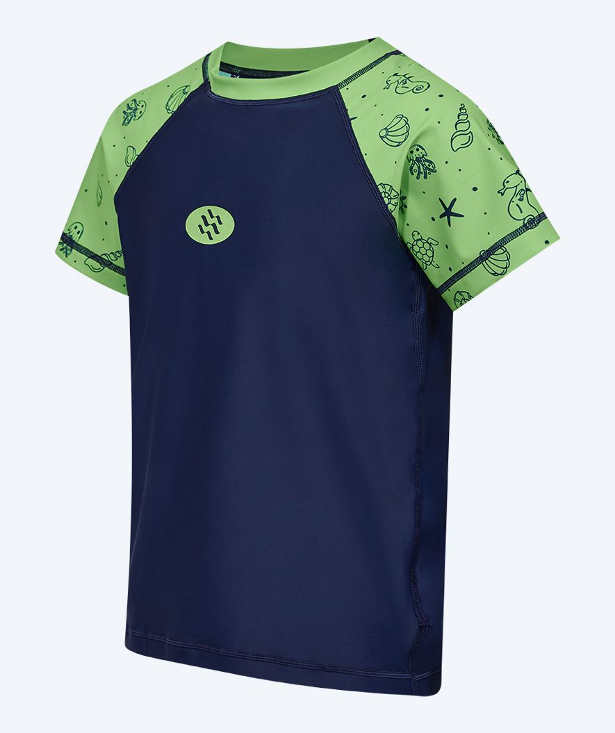 Watery UV-shirt for kids - Brandman Short Sleeve Rashguard - Green/blue