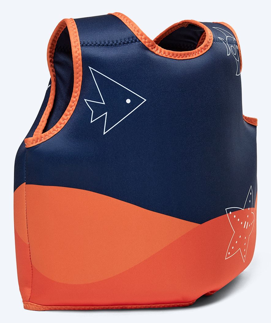 Watery swim vest for kids (1-6) - Seadon - Dark blue/orange