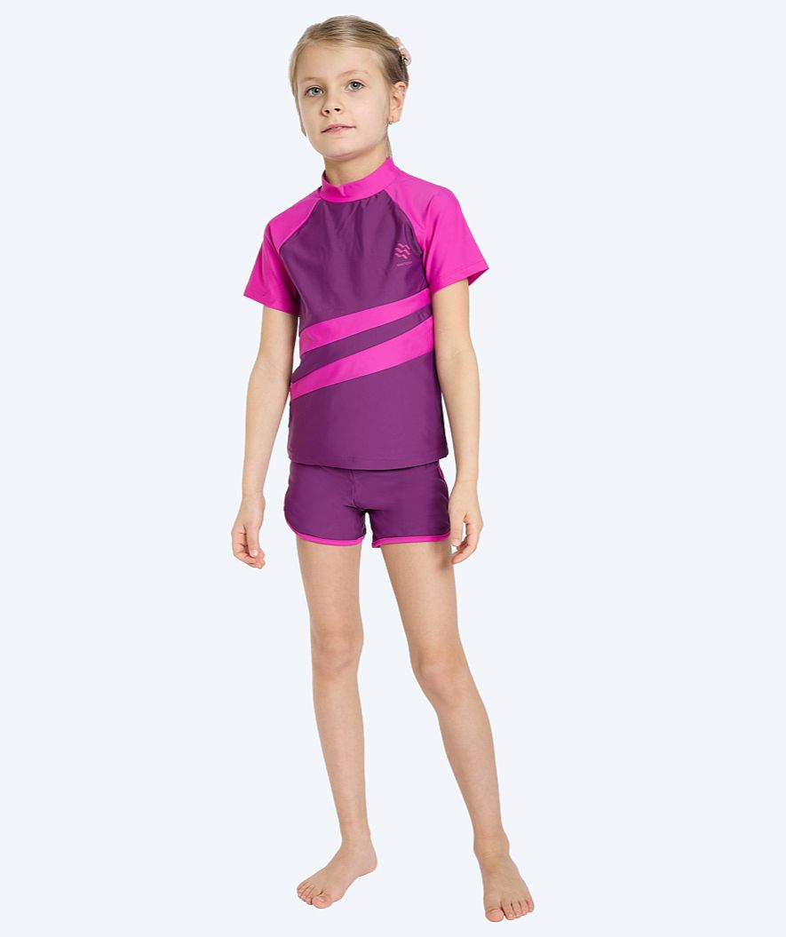 Watery UV-shirt for kids - Manami Short Sleeve Rashguard - Purple