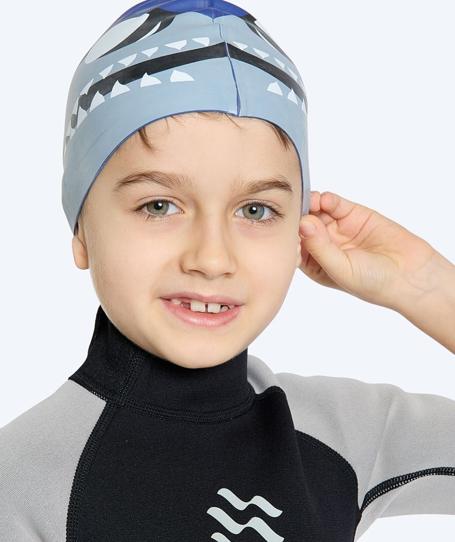 Watery swim cap for kids - Dashers - Shark (Blue/grey)
