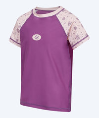 Watery UV-shirt for kids - Brandman Short Sleeve Rashguard - Pink/purple