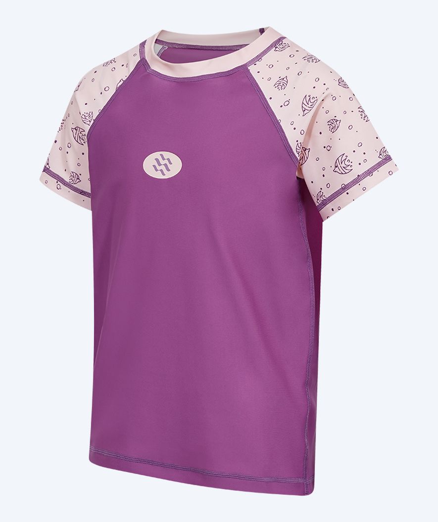 Watery UV-shirt for kids - Brandman Short Sleeve Rashguard - Pink/purple