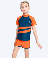 Watery UV-shirt for kids - Manami Short Sleeve Rashguard - Orange/blue