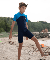 Watery UV wetsuit for kids - Calypso Shorty - Coral/dark blue