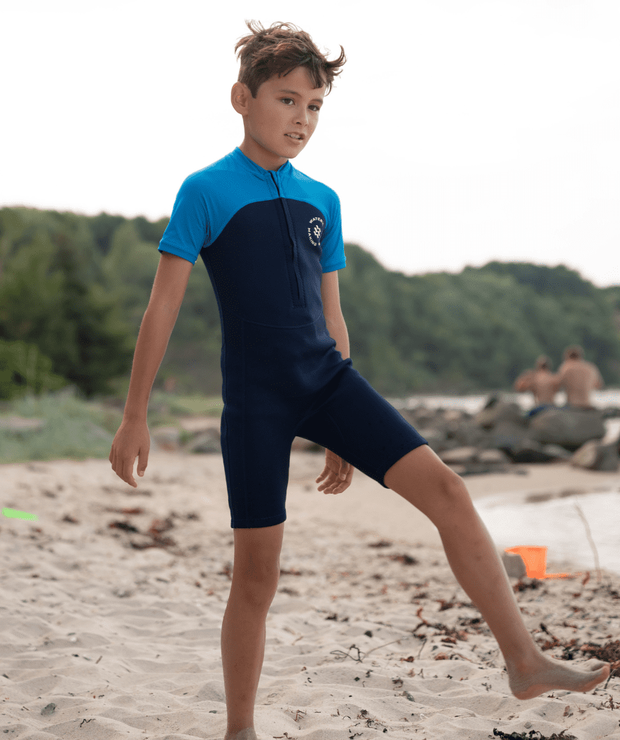 Watery UV wetsuit for kids - Calypso Shorty - Coral/dark blue