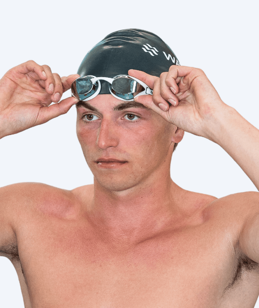 Watery Elite swimming goggles - Poseidon Mirror - White/silver