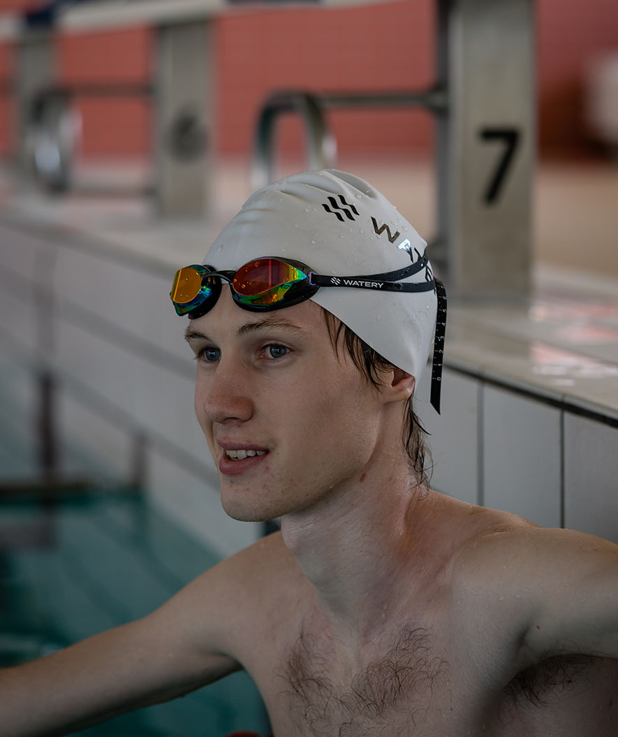 Watery swim goggles - Poseidon Ultra Mirror - White/blue