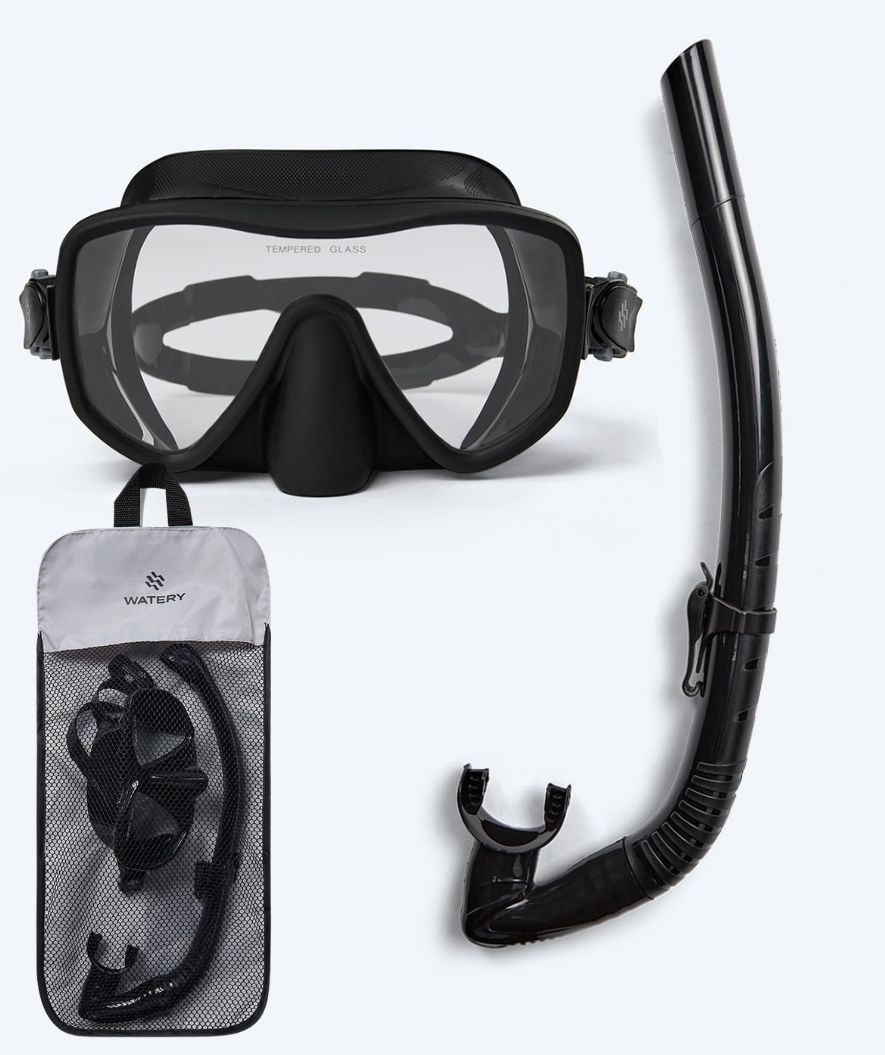 Watery Combo snorkel set for adults (from 15 years) - Coast/Itzel - Black