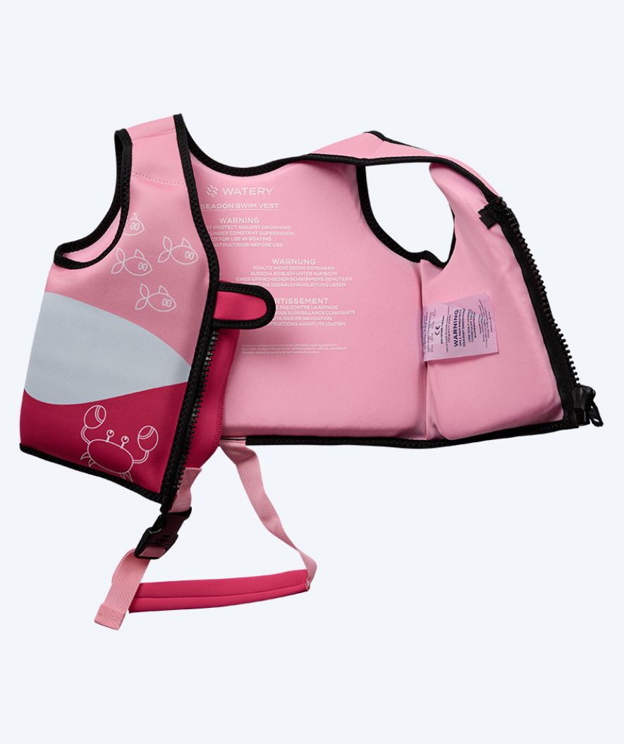 Watery swim vest for kids (1-6) - Seadon - Light pink (With harness)