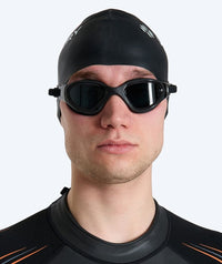 Watery nearsighted prescription swim goggles for adults - (-2,0) to (-6,0) - Raven Active - Black (Smoke lens)