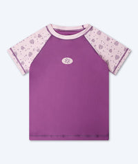 Watery UV shirt for kids - Brandman Short Sleeved Rashguard - Purple/pink