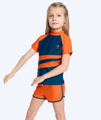 Watery UV-shirt for kids - Manami Short Sleeve Rashguard - Orange/blue