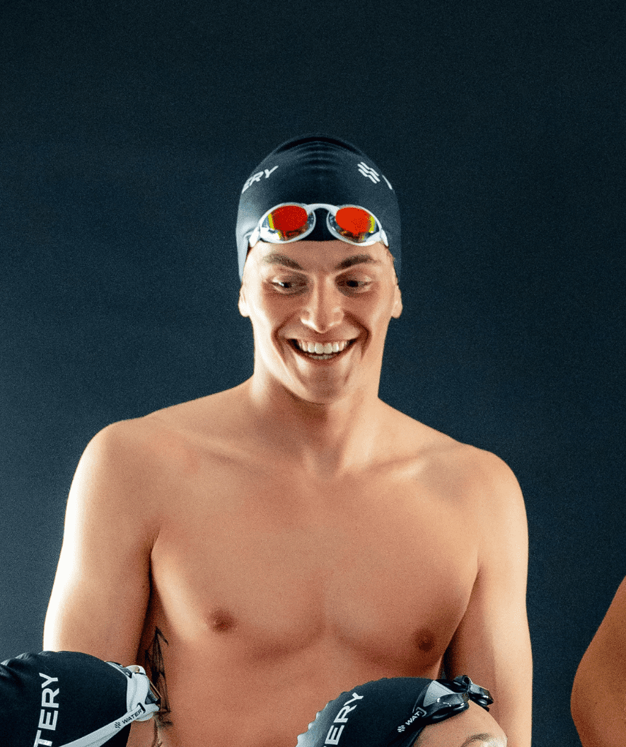 Watery Elite swim goggles - Poseidon Ultra Mirror - White/gold