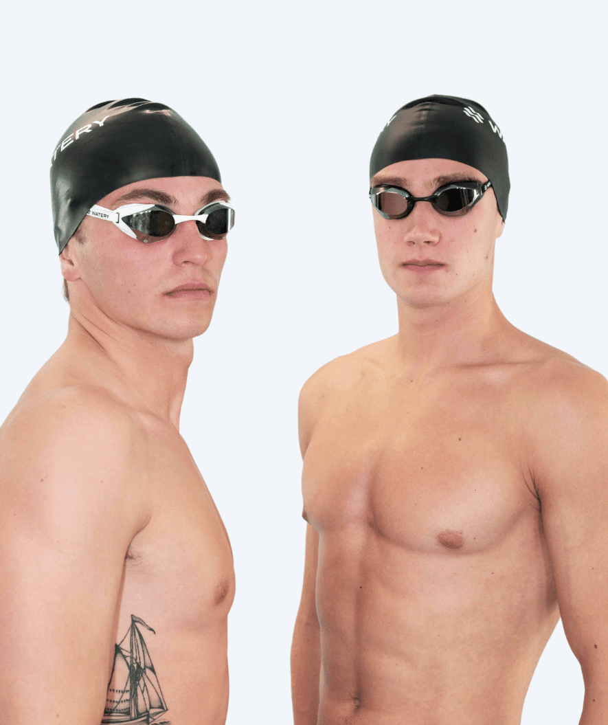 Watery Elite swimming goggles - Poseidon Mirror - White/silver