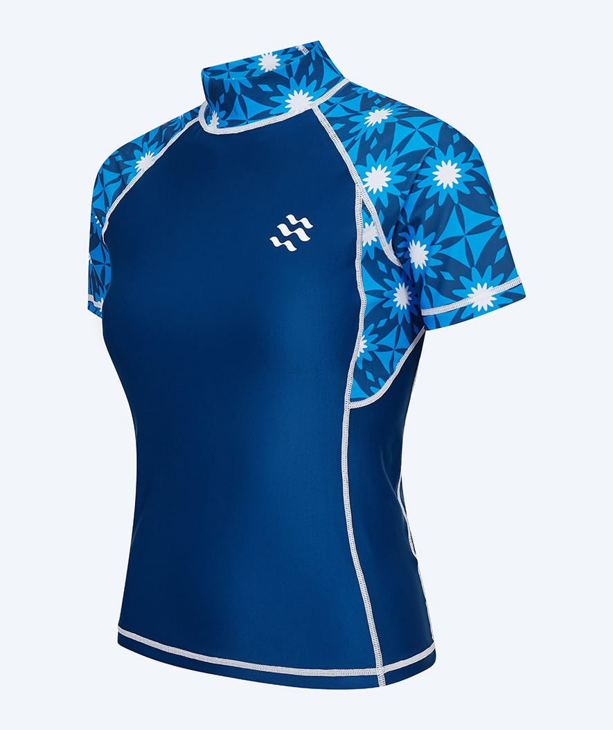 Watery UV-shirt for women - Aiko Short Sleeve Rashguard - Blue/dark blue