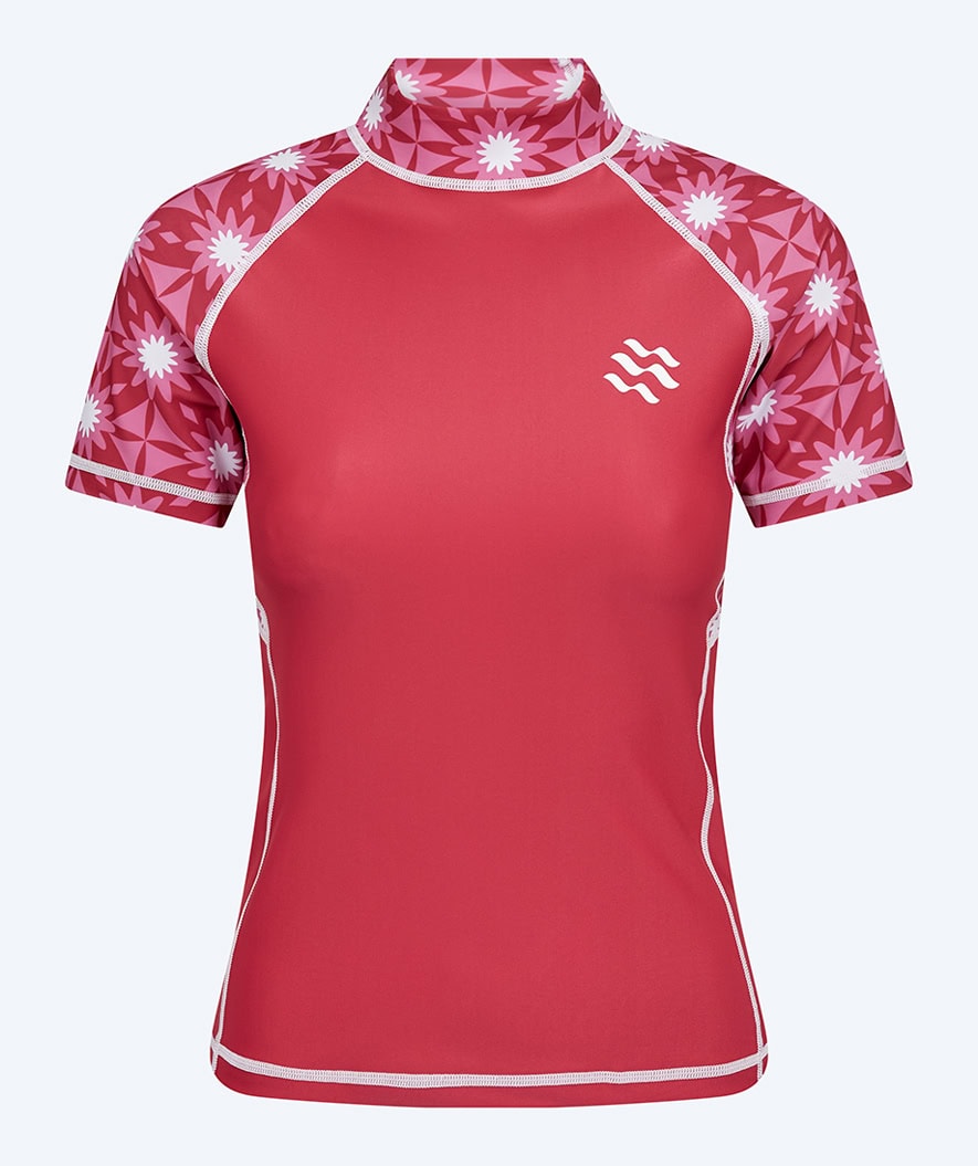 Watery UV-shirt for women - Aiko Short Sleeve Rashguard - Pink/dark red