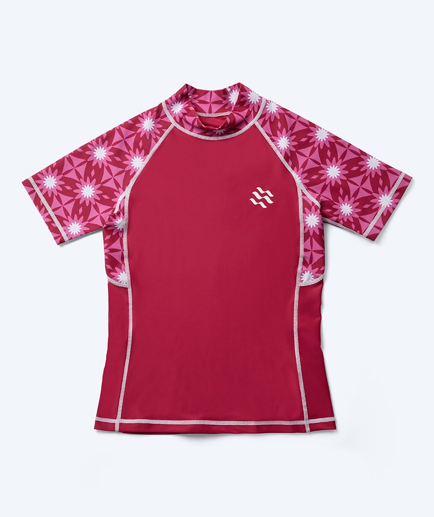 Watery UV-shirt for women - Aiko Short Sleeve Rashguard - Pink/dark red