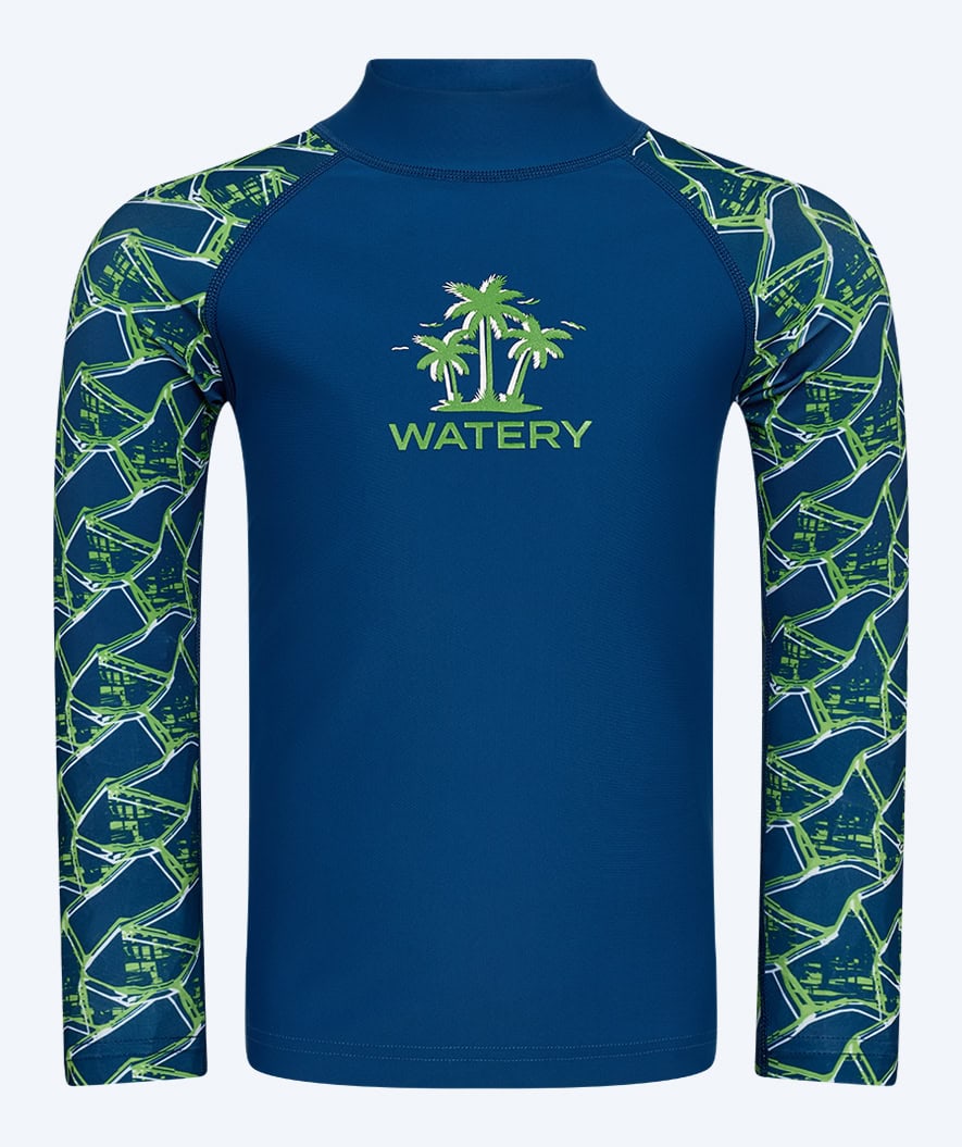 Watery UV-shirt for kids - Katsu Long Sleeve Rashguard - Green/dark blue