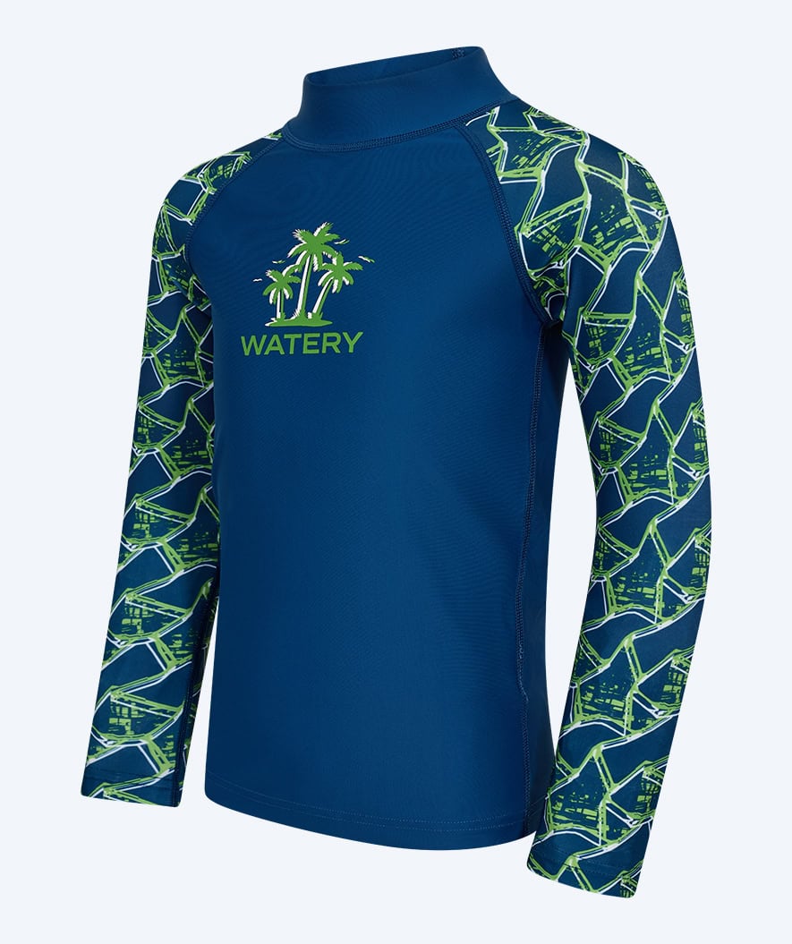 Watery UV-shirt for kids - Katsu Long Sleeve Rashguard - Green/dark blue