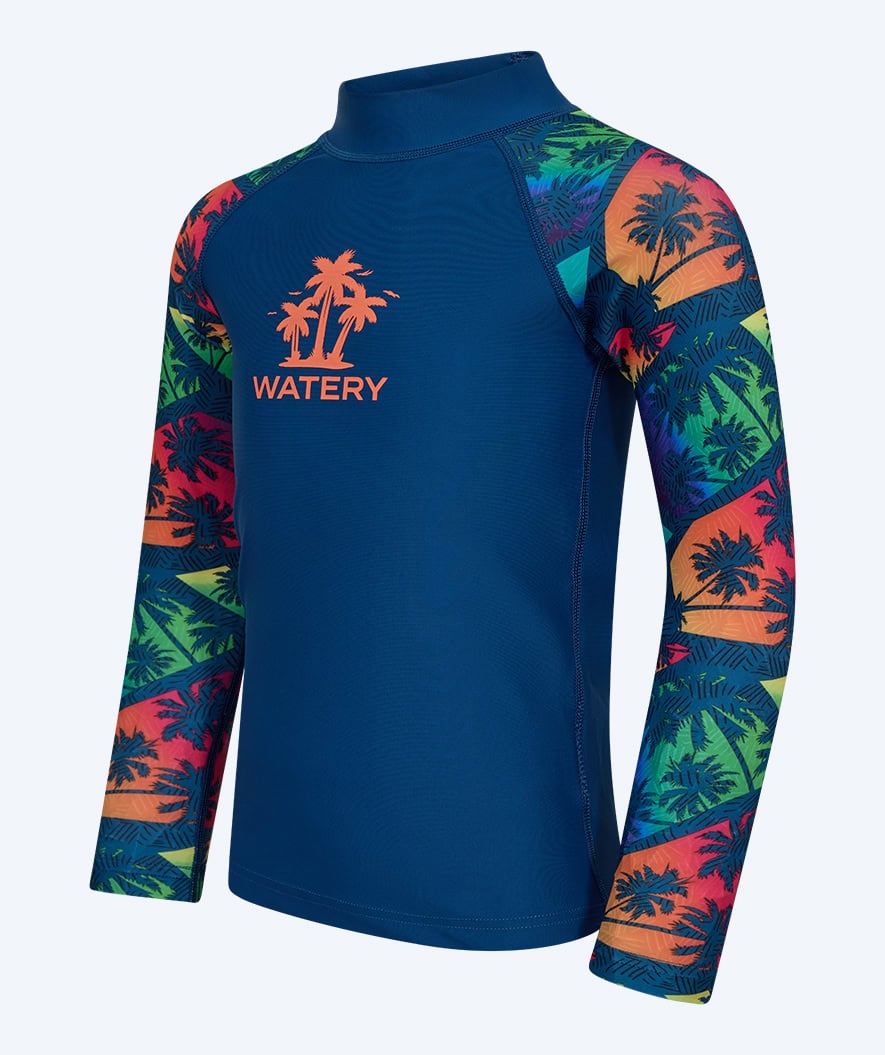 Watery UV-shirt for kids - Katsu Long Sleeve Rashguard - Multi/dark blue