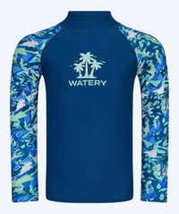 Watery UV-shirt for kids - Katsu Long Sleeve Rashguard - Light blue/dark blue