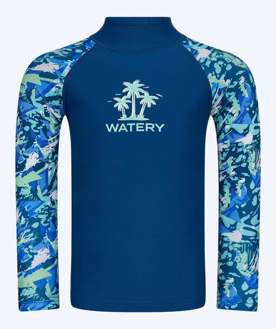 Watery UV-shirt for kids - Katsu Long Sleeve Rashguard - Light blue/dark blue