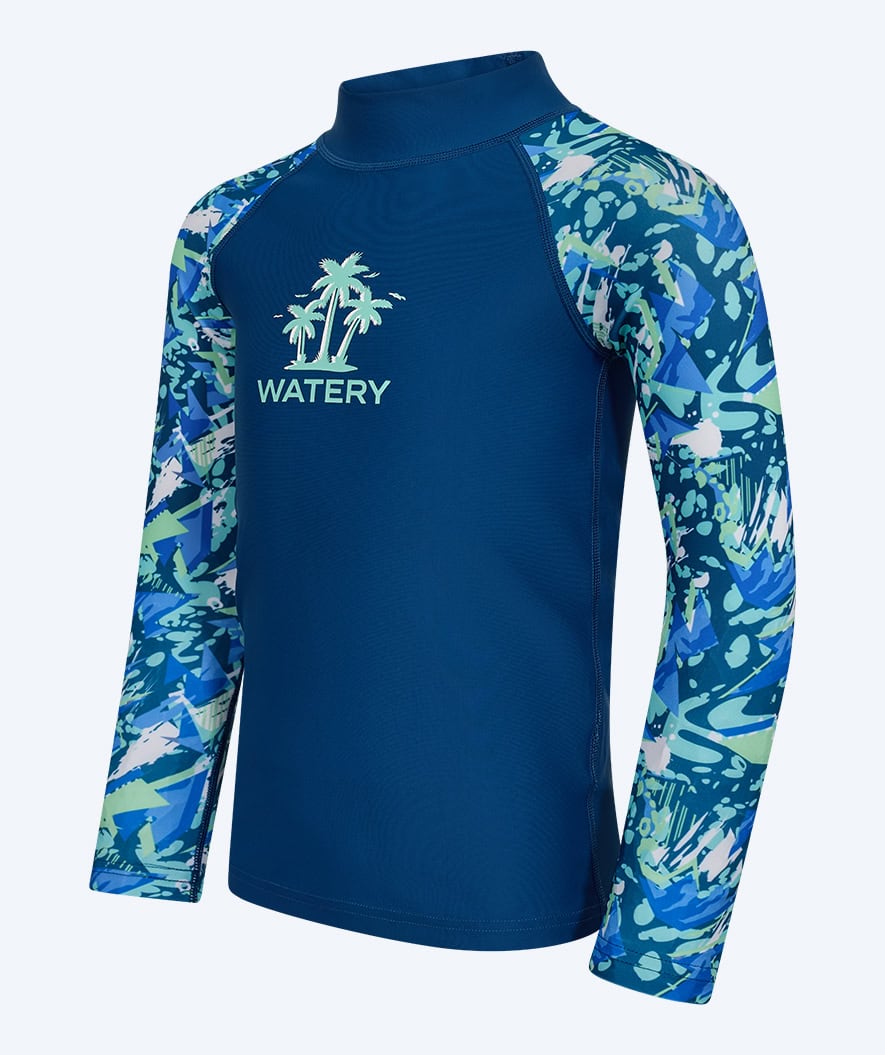 Watery UV-shirt for kids - Katsu Long Sleeve Rashguard - Light blue/dark blue