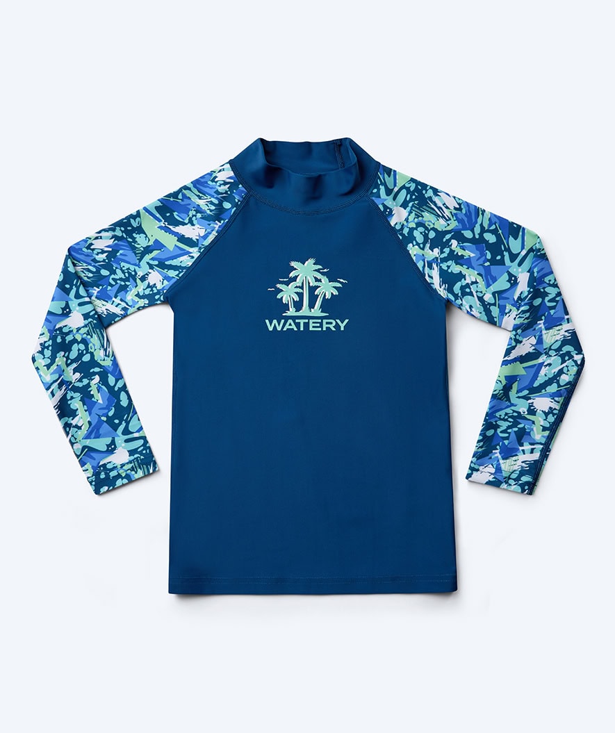 Watery UV-shirt for kids - Katsu Long Sleeve Rashguard - Light blue/dark blue