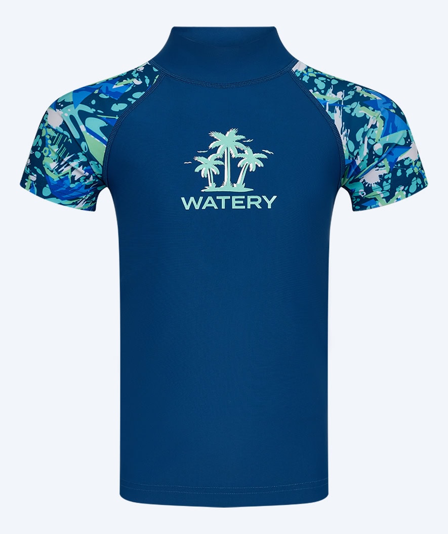 Watery UV-shirt for kids - Katsu Short Sleeve Rashguard - Light blue/Dark blue
