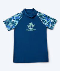 Watery UV-shirt for kids - Katsu Short Sleeve Rashguard - Light blue/Dark blue