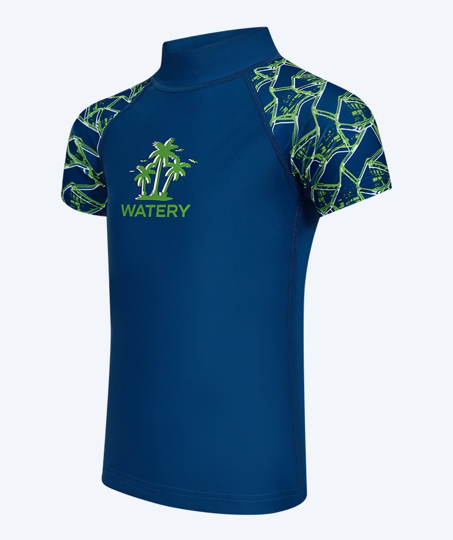 Watery UV-shirt for kids - Katsu Short Sleeve Rashguard - Green/dark blue