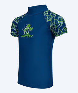 Watery UV-shirt for kids - Katsu Short Sleeve Rashguard - Green/dark blue