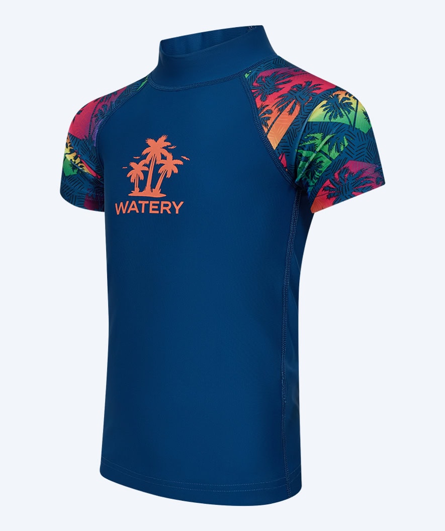Watery UV-shirt for kids - Katsu Short Sleeve Rashguard - Multi/dark blue