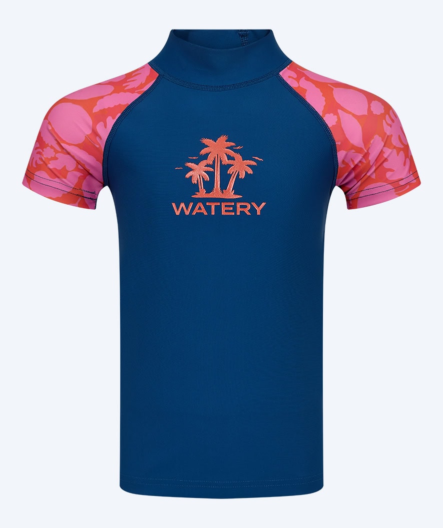 Watery UV-shirt for kids - Osiris Short-sleeved Rashguard - Pink/Dark blue
