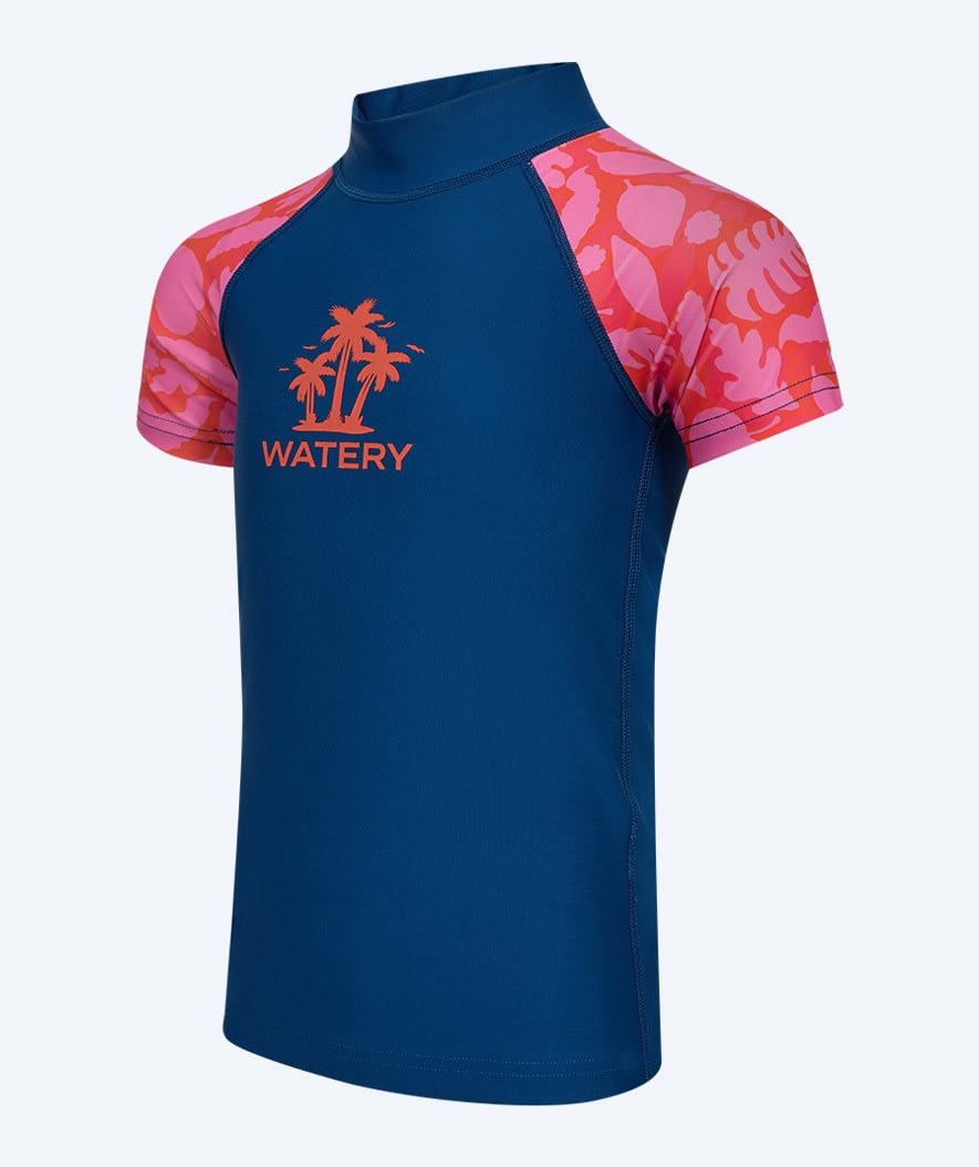 Watery UV-shirt for kids - Osiris Short-sleeved Rashguard - Pink/Dark blue