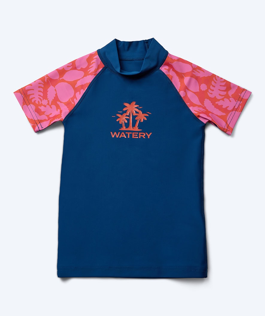 Watery UV-shirt for kids - Osiris Short-sleeved Rashguard - Pink/Dark blue